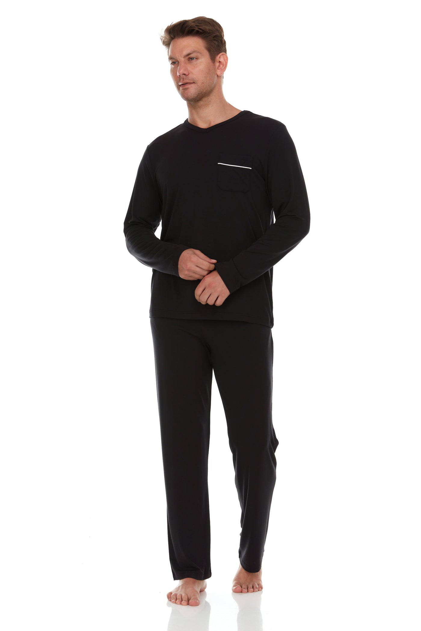 Men’s Dream Micro Modal Black V-Neck Pajamas