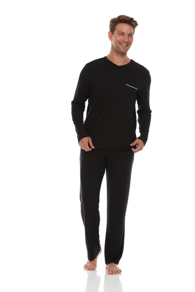 Men’s Dream Micro Modal Black V-Neck Pajamas