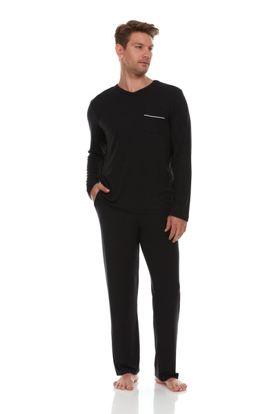 Men’s Dream Micro Modal Black V-Neck Pajamas