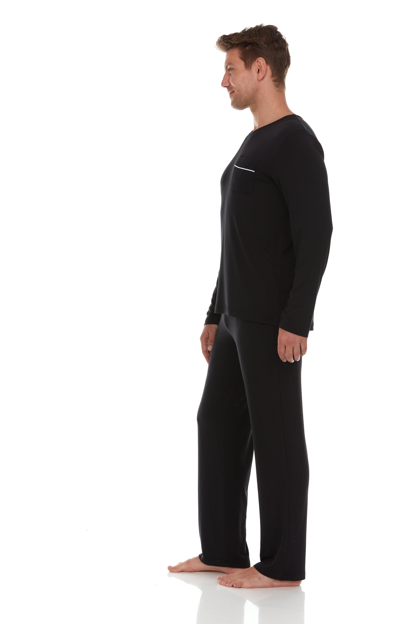 Men’s Dream Micro Modal Black V-Neck Pajamas