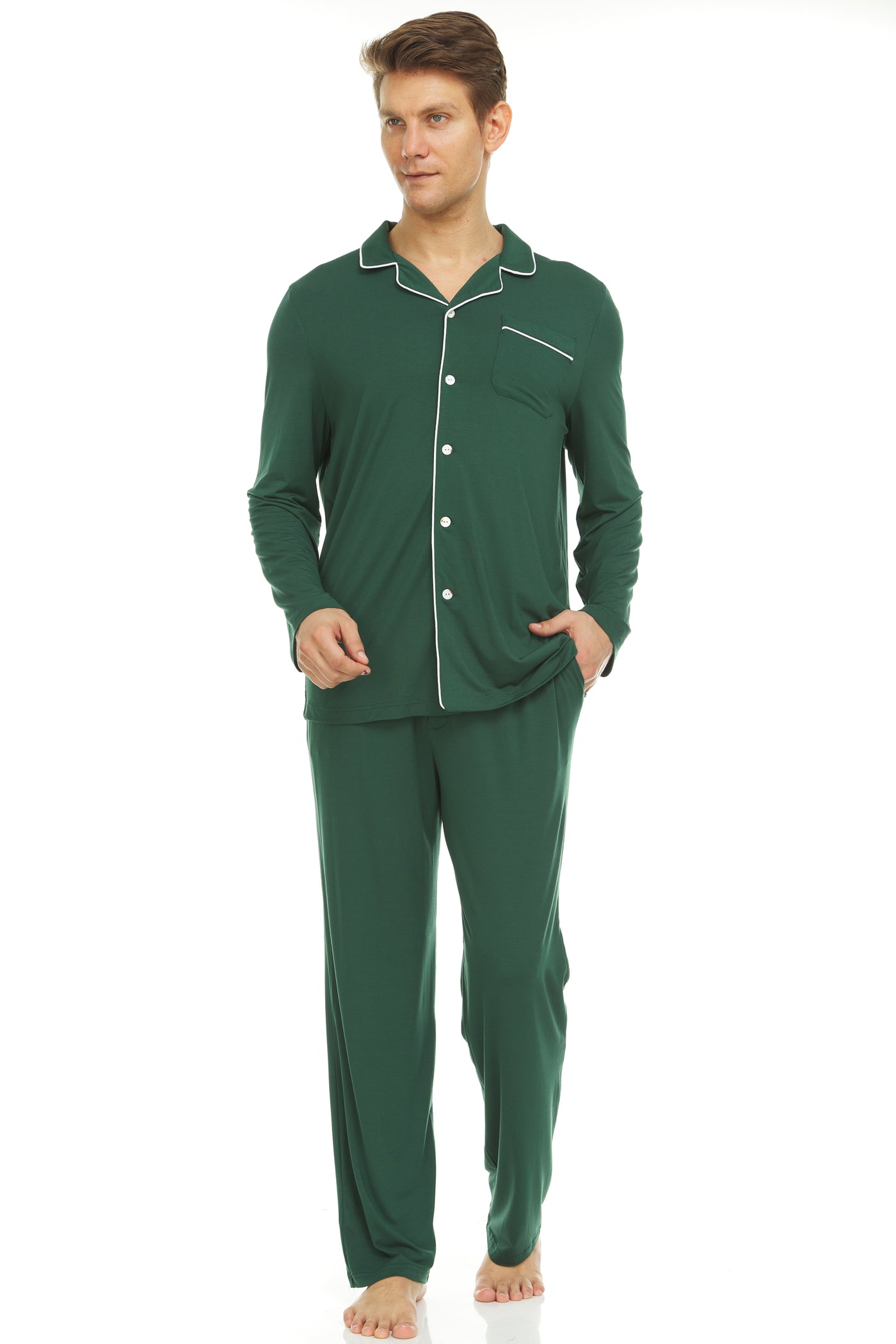 Men’s Dream Micro Modal Green Button-Front Pajamas