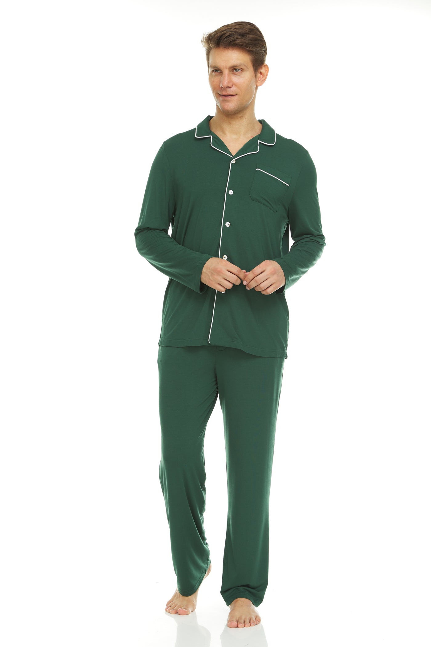 Men’s Dream Micro Modal Green Button-Front Pajamas