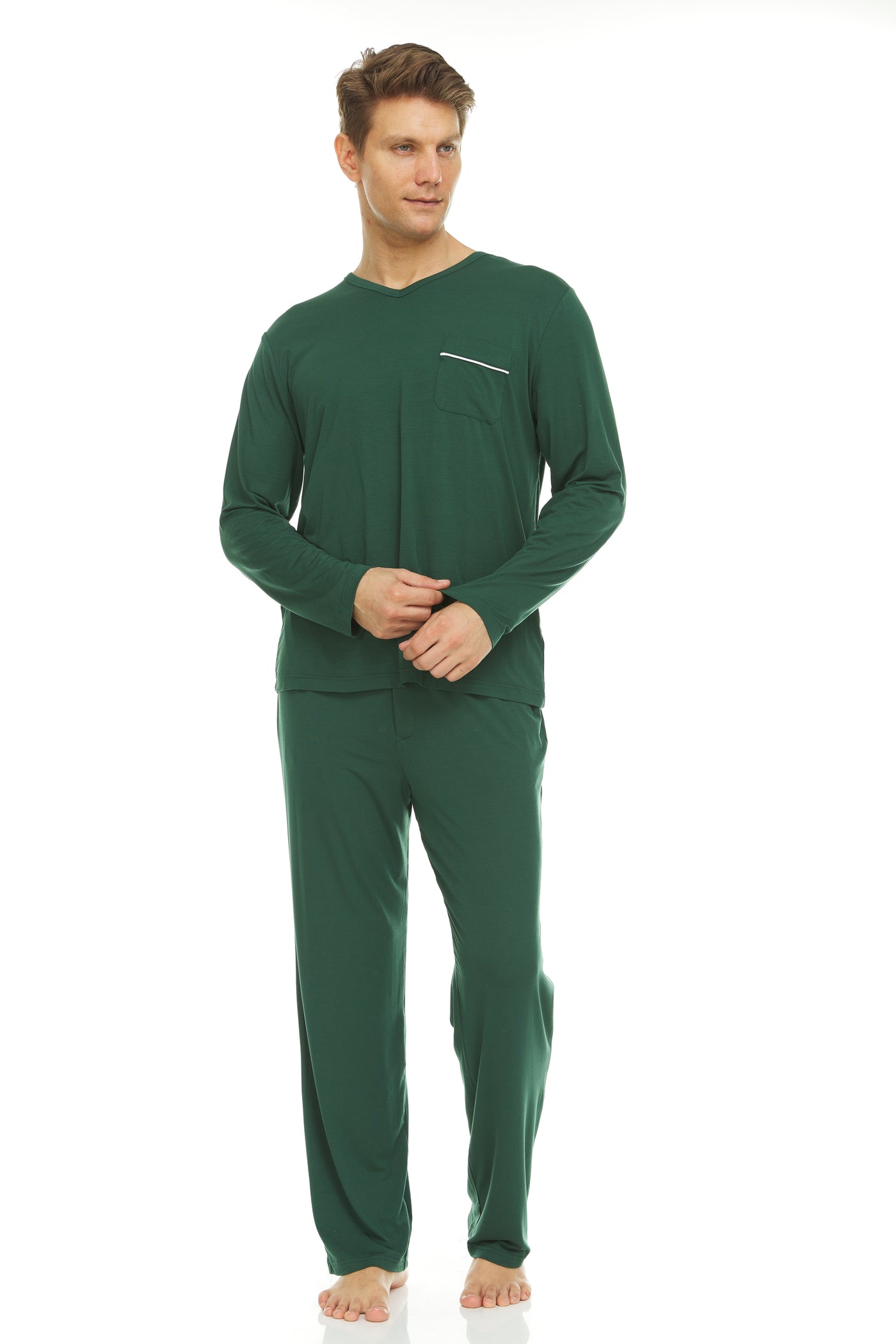 Men’s Dream Micro Modal Green V-Neck Pajamas