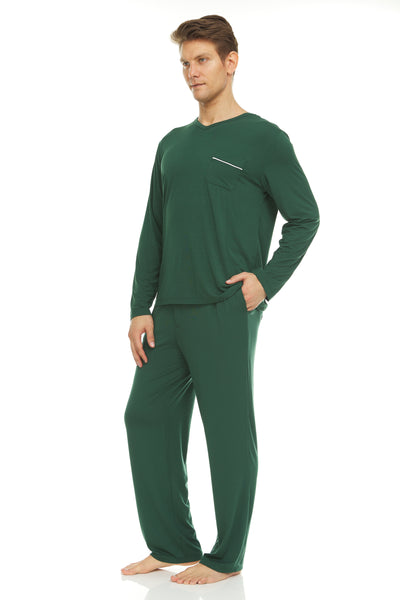 Men’s Dream Micro Modal Green V-Neck Pajamas