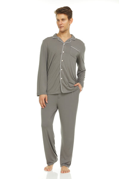 Men’s Dream Micro Modal Grey Button-Front Pajamas