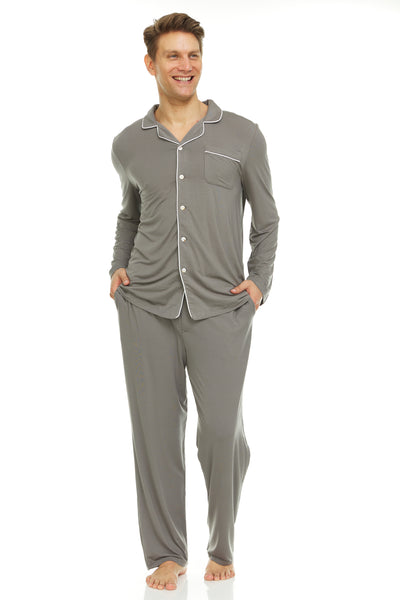 Men’s Dream Micro Modal Grey Button-Front Pajamas