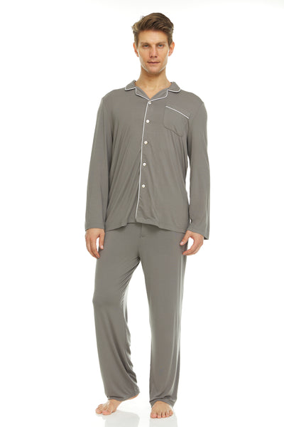 Men’s Dream Micro Modal Grey Button-Front Pajamas