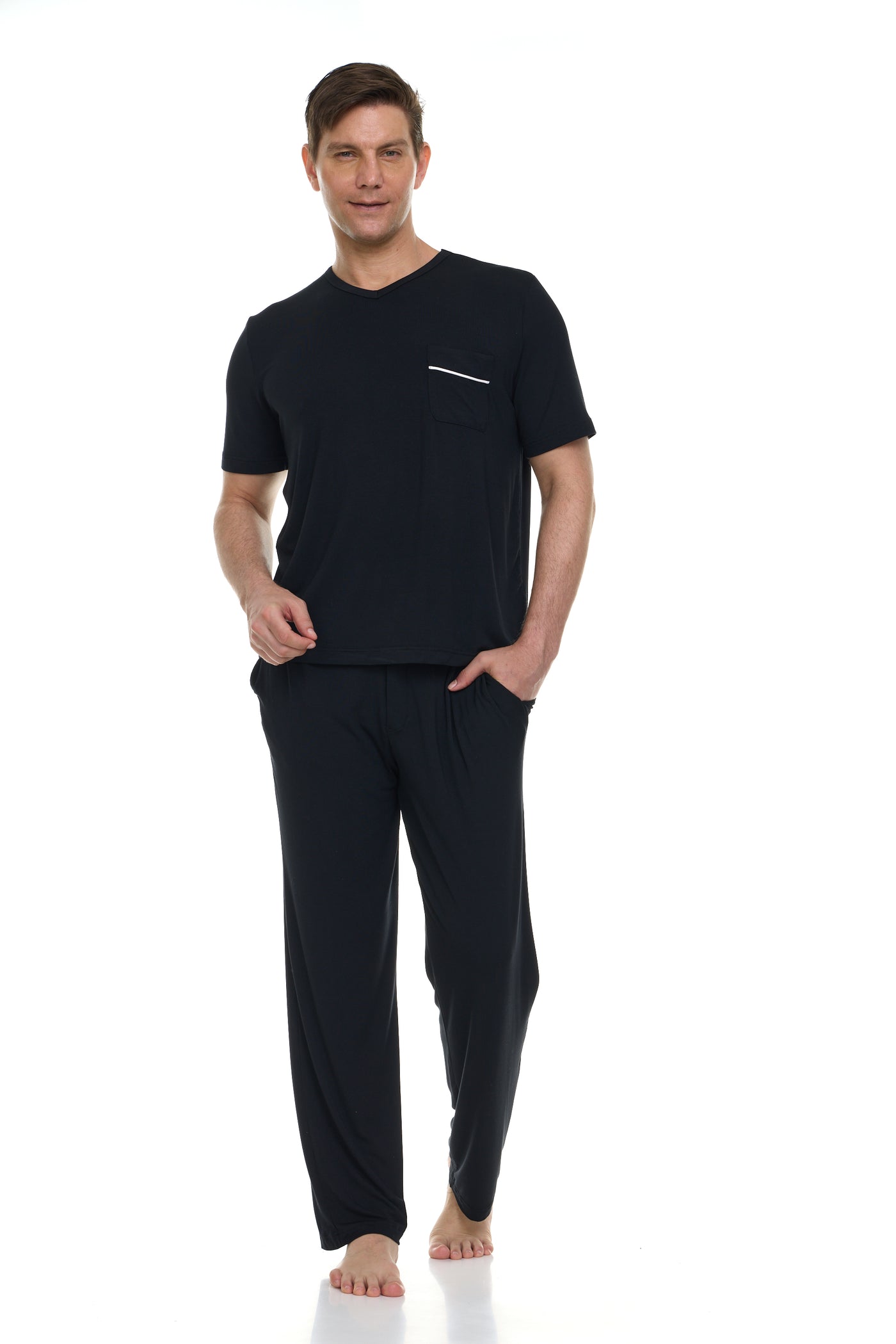 Men's Dream Micro Modal Short Sleeve Pajamas - Black