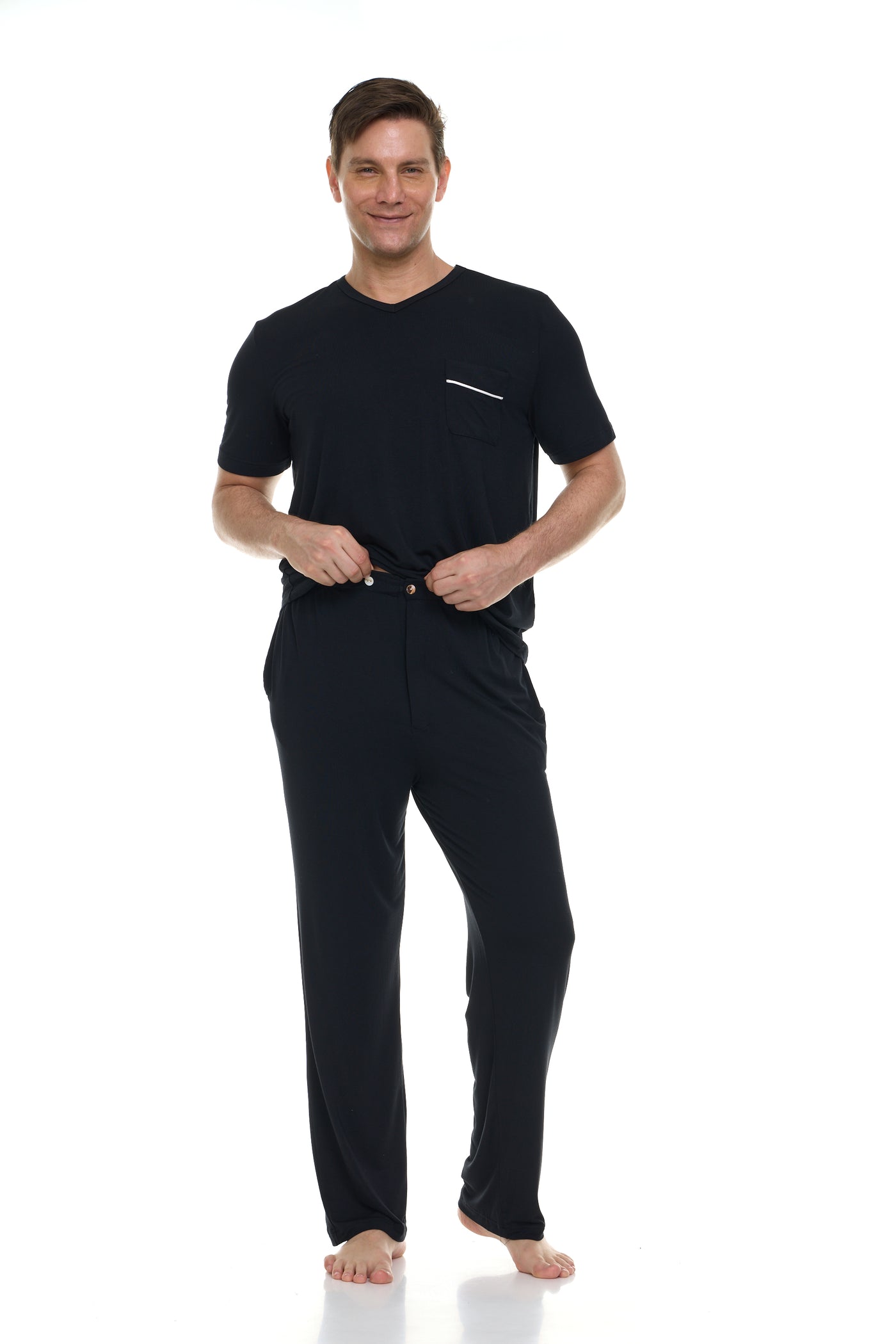 Men's Dream Micro Modal Short Sleeve Pajamas - Black