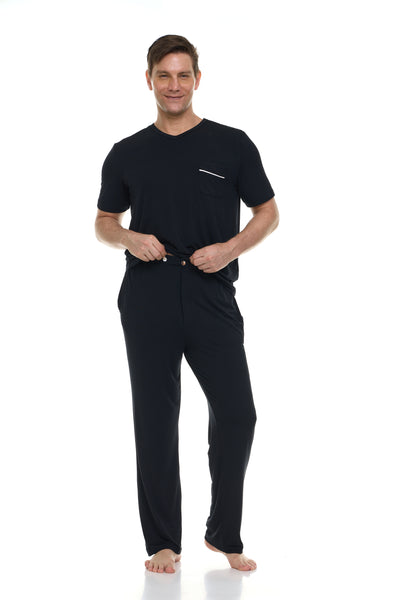 Men's Dream Micro Modal Short Sleeve Pajamas - Black