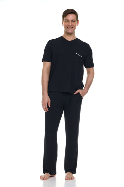 Men's Dream Micro Modal Short Sleeve Pajamas - Black