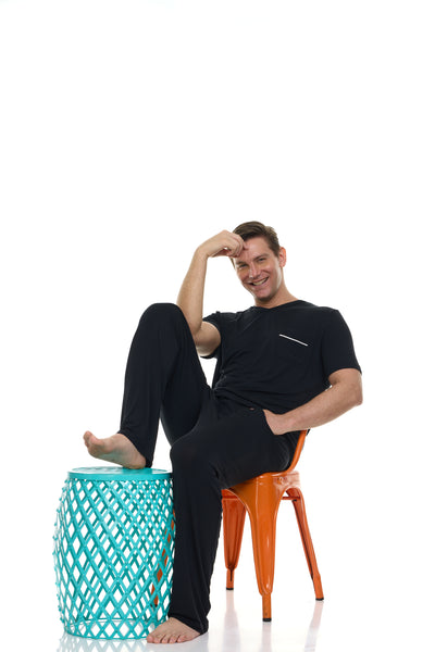 Men's Dream Micro Modal Short Sleeve Pajamas - Black