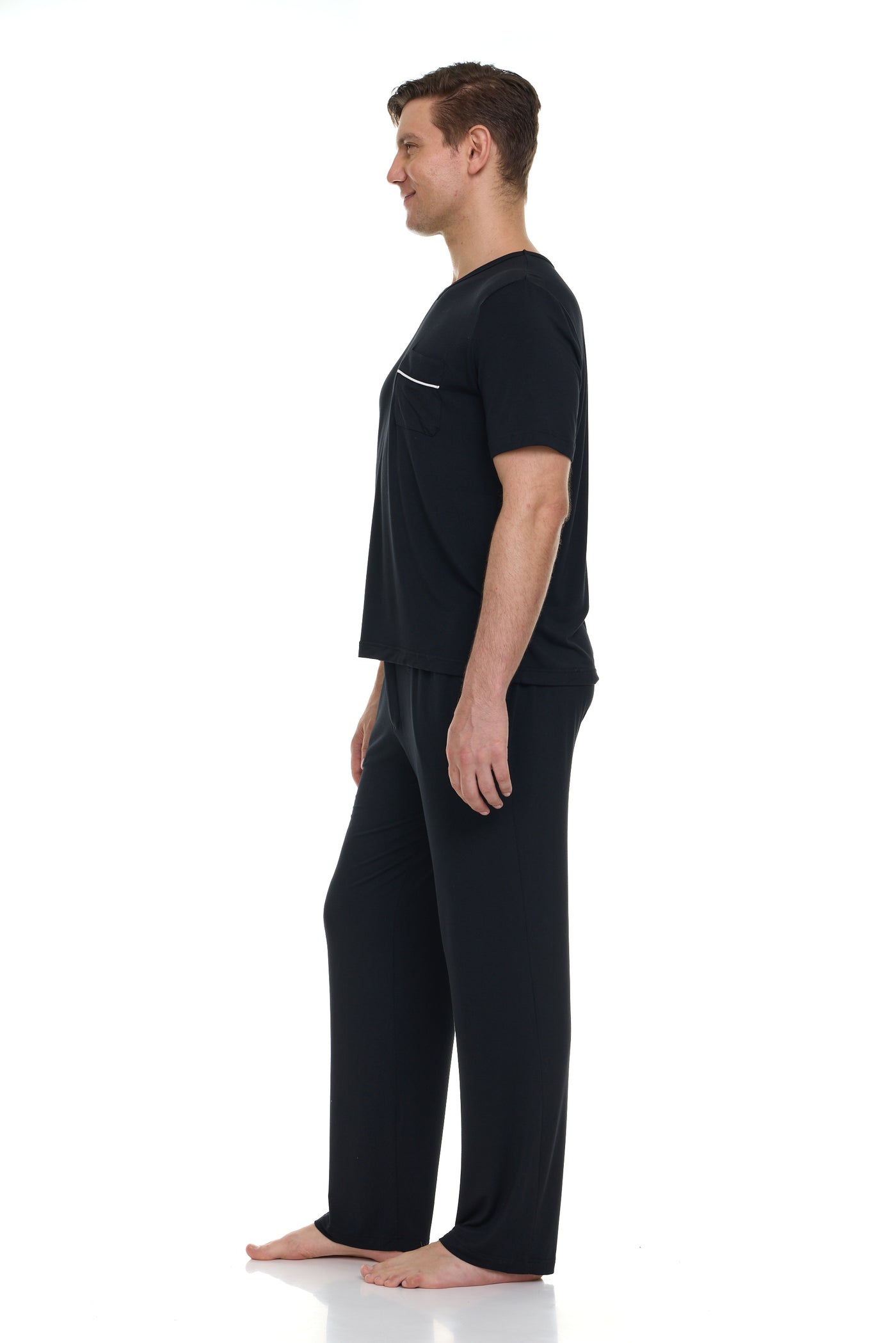 Men's Dream Micro Modal Short Sleeve Pajamas - Black
