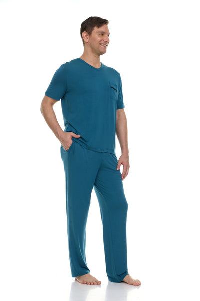 Men's Dream Micro Modal Short Sleeve Pajamas - Indean Teal Blue