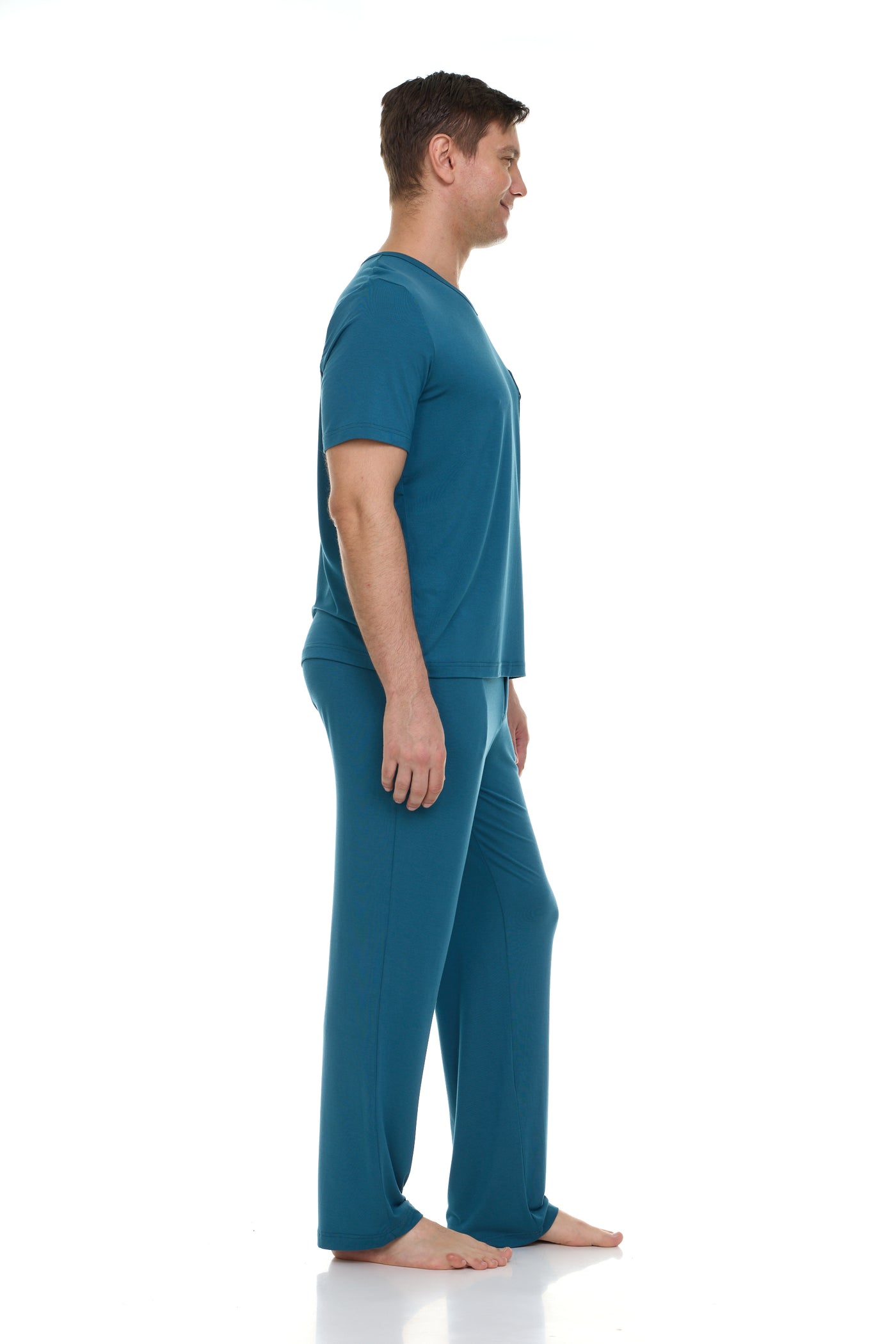 Men's Dream Micro Modal Short Sleeve Pajamas - Indean Teal Blue