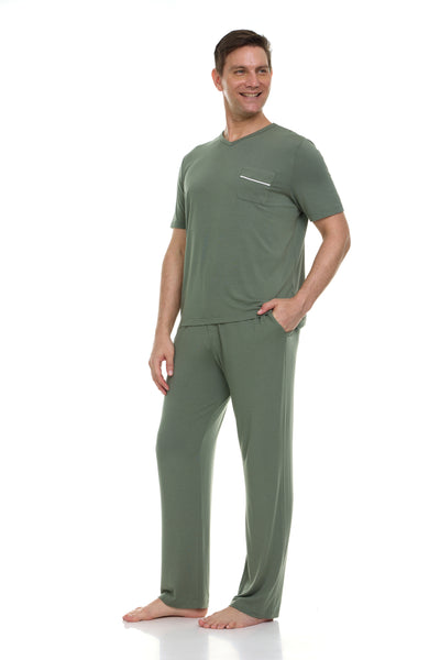 Men's Dream Micro Modal Short Sleeve Pajamas -Loden Frost Green