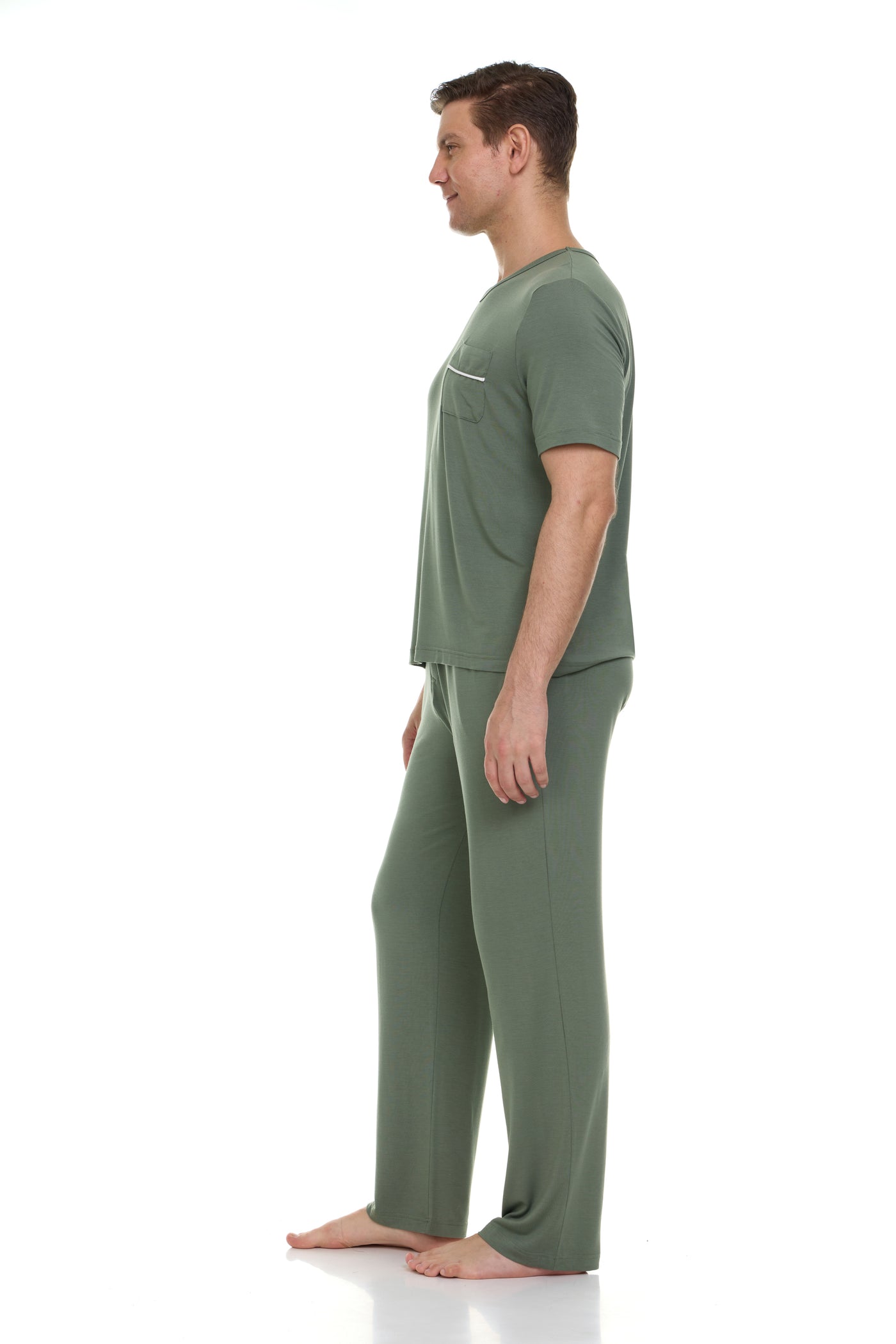Men's Dream Micro Modal Short Sleeve Pajamas -Loden Frost Green