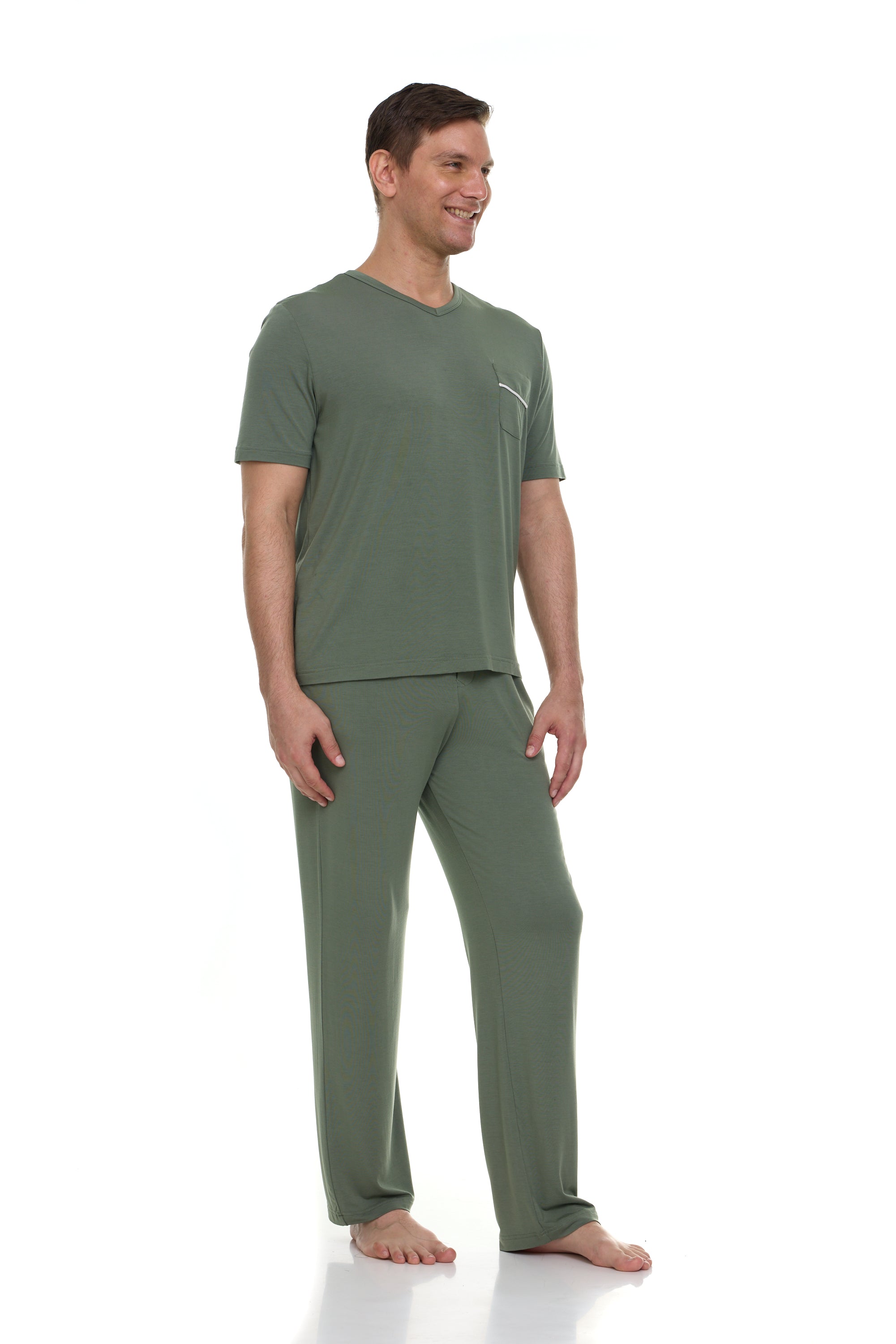 Men's Dream Micro Modal Short Sleeve Pajamas - Loden Frost Green – Symmar