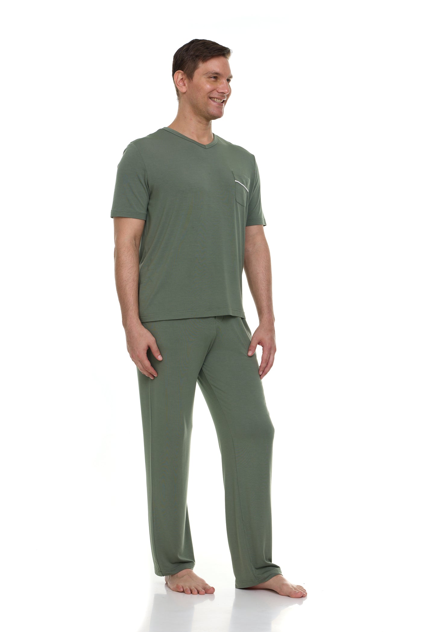 Men's Dream Micro Modal Short Sleeve Pajamas -Loden Frost Green