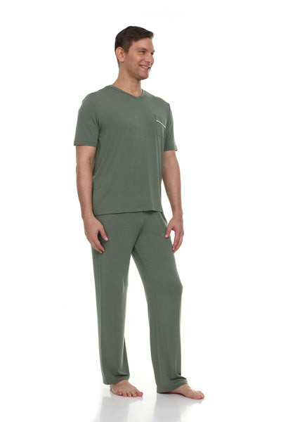 Men's Dream Micro Modal Short Sleeve Pajamas -Loden Frost Green
