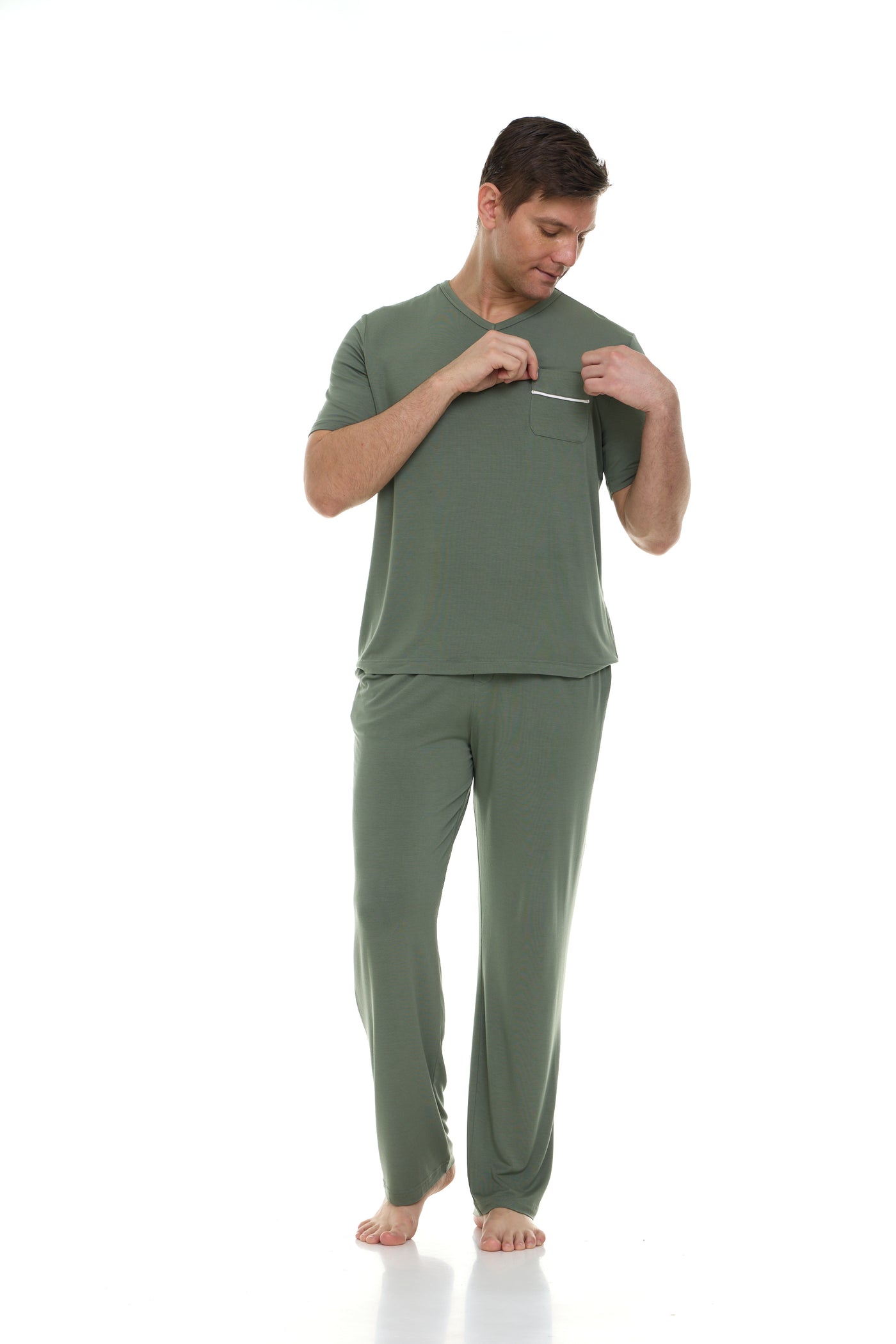 Men's Dream Micro Modal Short Sleeve Pajamas -Loden Frost Green