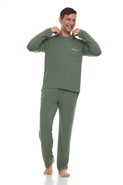 Men’s Dream Micro Modal Loden Frost Green V-Neck Pajamas