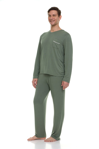 Men’s Dream Micro Modal Loden Frost Green V-Neck Pajamas