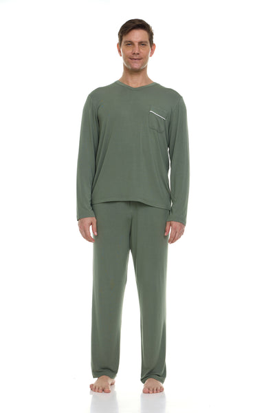Men’s Dream Micro Modal Loden Frost Green V-Neck Pajamas