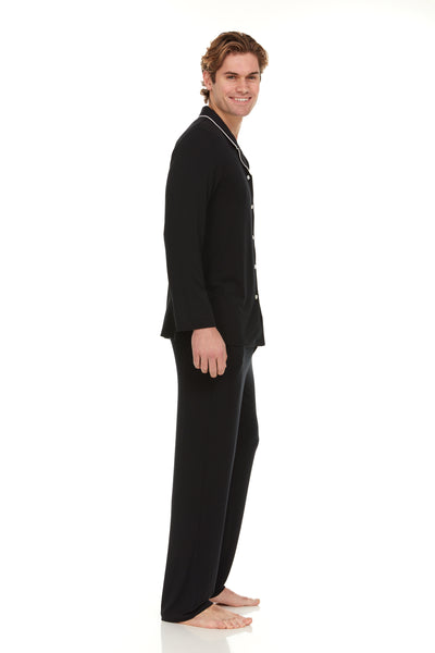 Men’s Dream Micro Modal Black Button-Front Pajamas