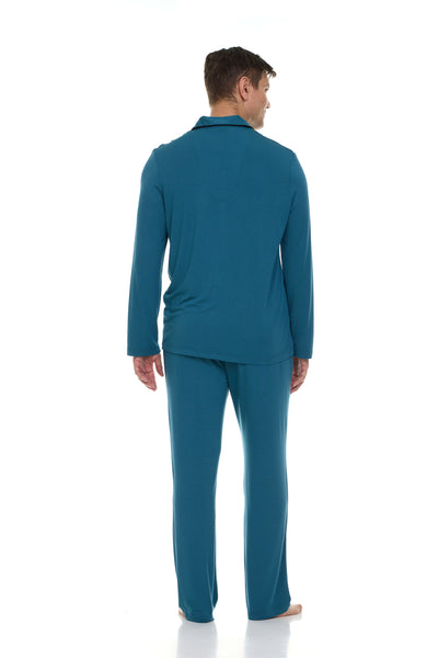 Men’s Dream Micro Modal Indian Teal Blue Button-Front Pajamas