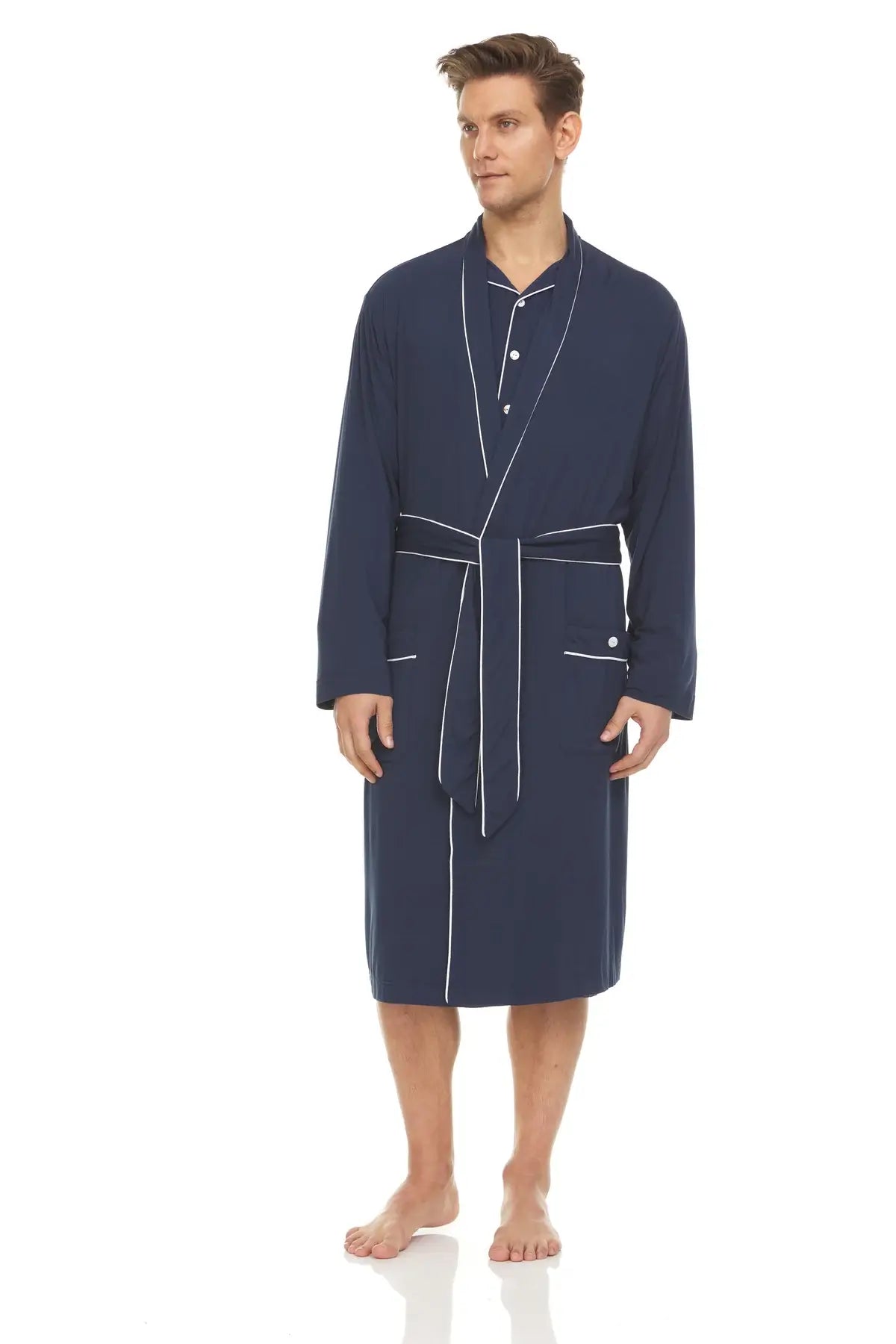 Men’s Dream Micro Modal Navy Robe – Symmar