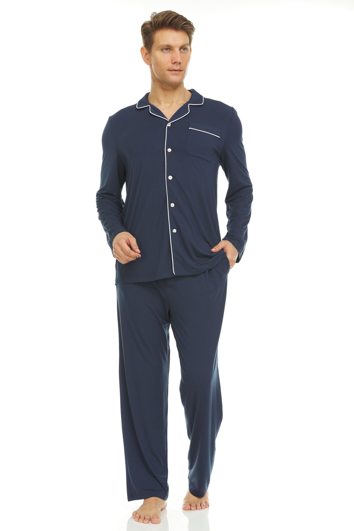 Men’s Dream Micro Modal Navy Button-Front Pajamas