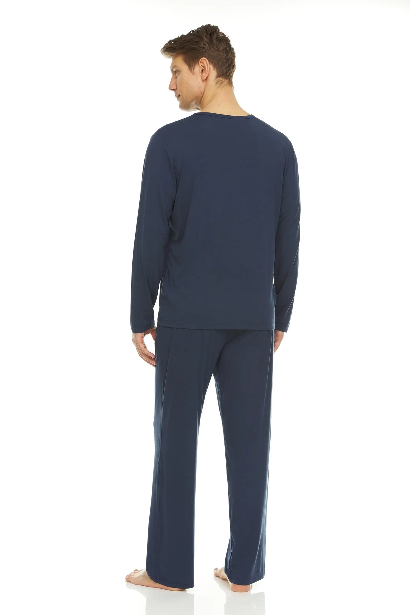 Luxury Micro Modal Navy V-Neck Pajamas for Men