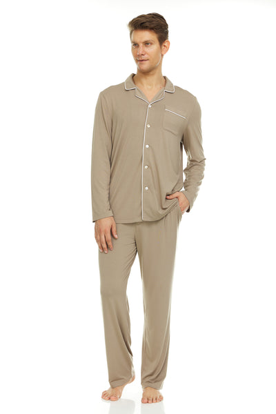 Men’s Dream Micro Modal Taupe Button-Front Pajamas