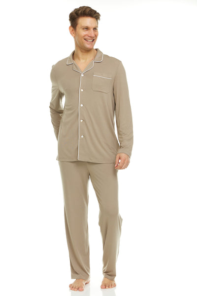 Men’s Dream Micro Modal Taupe Button-Front Pajamas