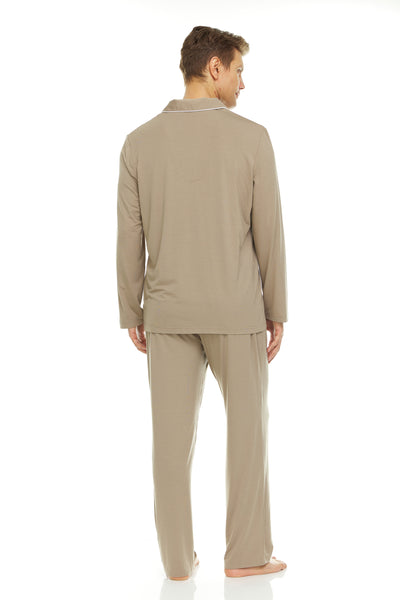 Men’s Dream Micro Modal Taupe Button-Front Pajamas