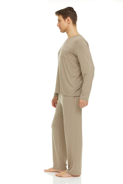 Men’s Dream Micro Modal Taupe V-Neck Pajamas