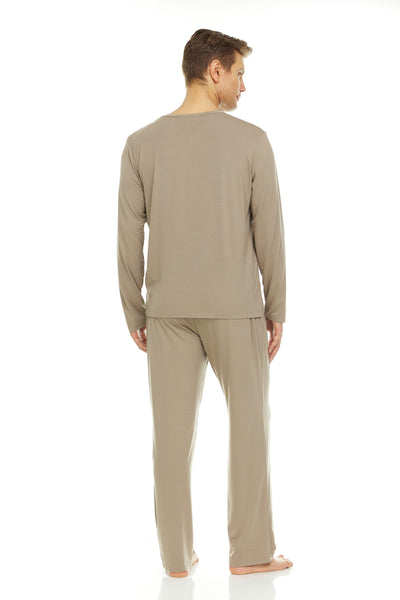 Men’s Dream Micro Modal Taupe V-Neck Pajamas