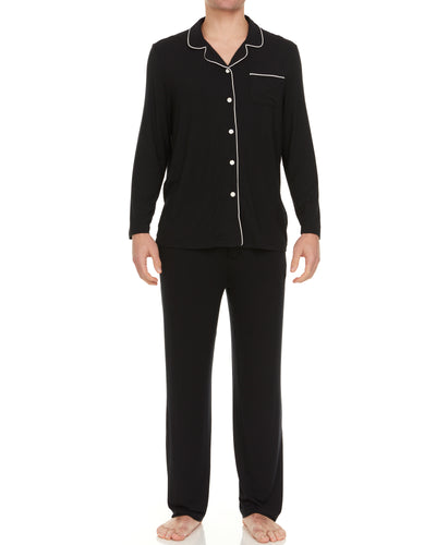 Men’s Dream Micro Modal Black Button-Front Pajamas