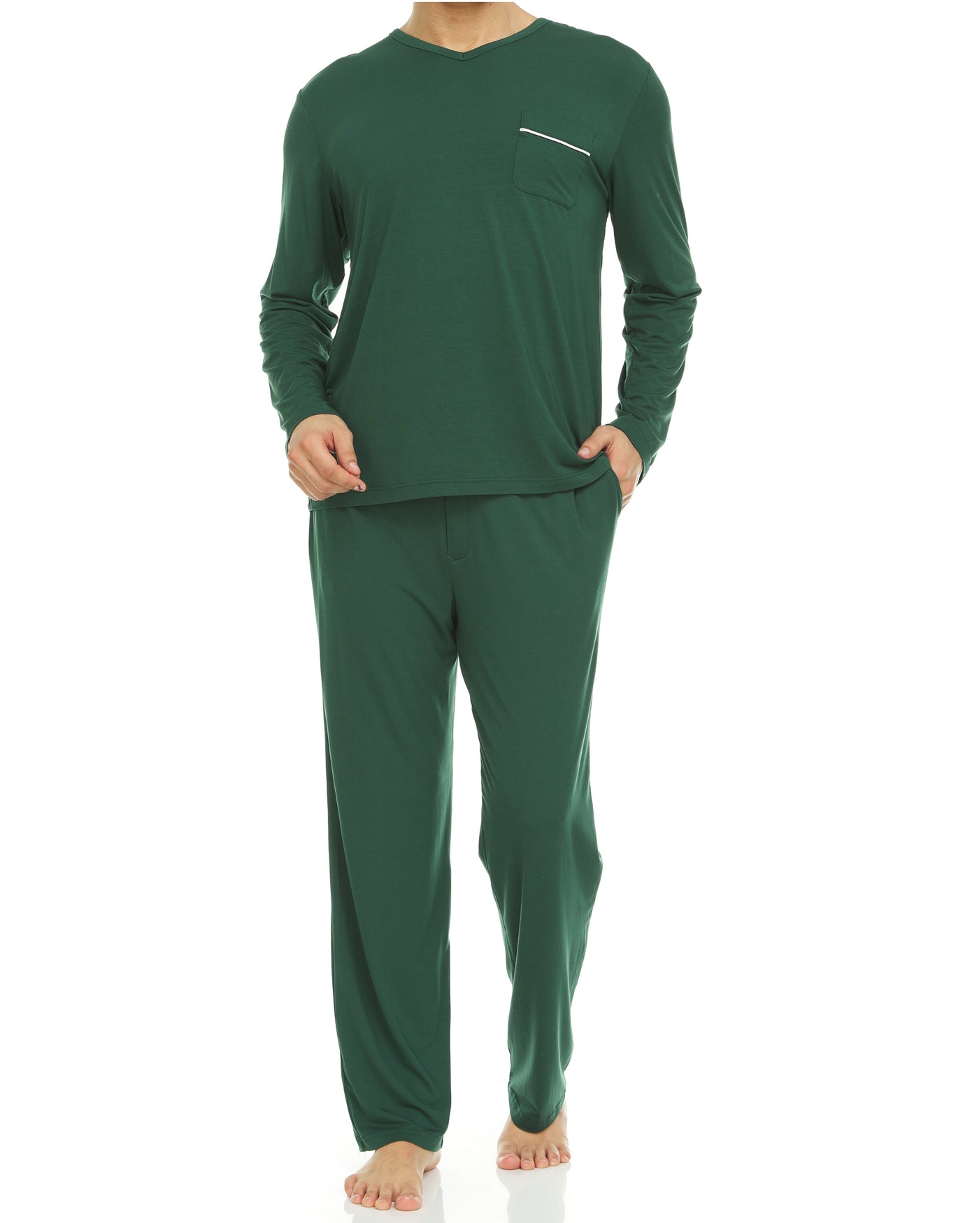 Men’s Dream Micro Modal Green V-Neck Pajamas