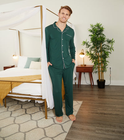 Men’s Dream Micro Modal Green Button-Front Pajamas