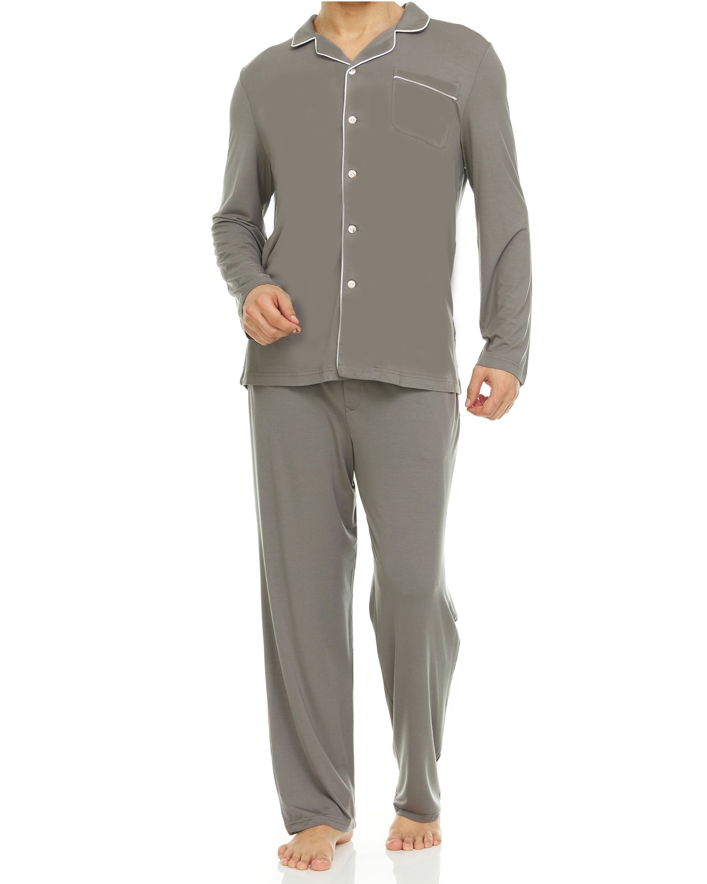 Men’s Dream Micro Modal Grey Button-Front Pajamas