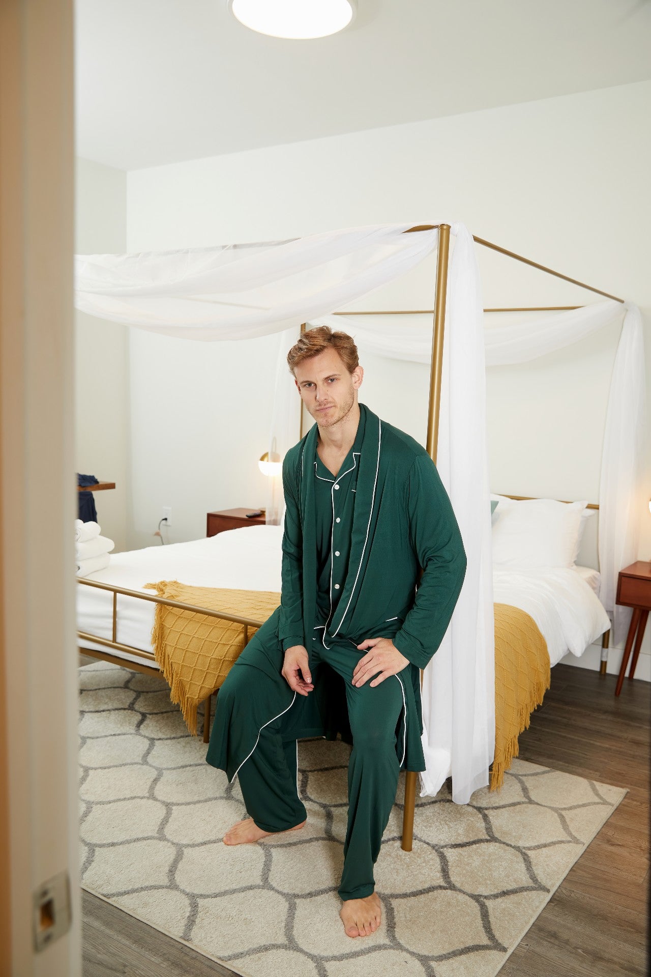 Men’s Dream Micro Modal Green Button-Front Pajamas